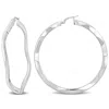 Mimi & Max 58x2.5mm Wave Hoop Earrings In Sterling Silver In Silver