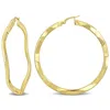 Mimi & Max 58x2.5mm Wave Hoop Earrings In Yellow Plated Silver In Yellow