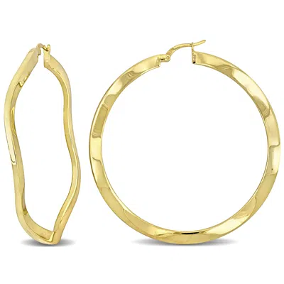 Mimi & Max 58x2.5mm Wave Hoop Earrings In Yellow Plated Silver