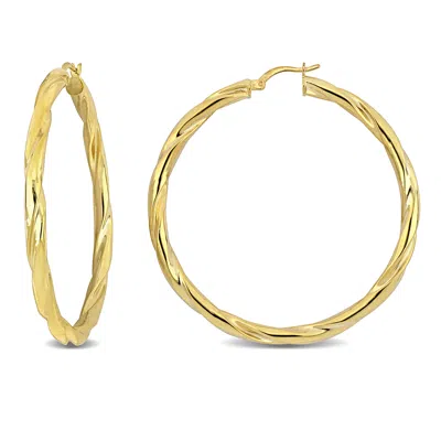 Mimi & Max 58x4mm Twist Hoop Earrings In Yellow Plated Silver