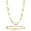 Mimi & Max 5mm Polished Paperclip Chain Necklace And Anklet Set Yellow Plated Sterling Silver In Yellow