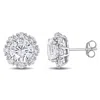 Mimi & Max 6 1/10 Ct Tgw Created White Sapphite Halo Earrings In 10k White Gold In White