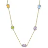 Mimi & Max 6 1/10ct Tgw Multi-gem Station Necklace In Yellow Plated Sterling Silver-17 In In Multi