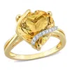 Mimi & Max 6 1/2ct Tgw Citrine And Diamond Accent Heart Wrapped Ring In Yellow Silver In Gold