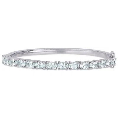 Mimi & Max 6 1/3ct Tgw Aquamarine Bangle In Sterling Silver In Blue