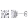 Mimi & Max 6 1/8ct Tgw Square Created White Sapphire Earrings In Sterling Silver In Silver