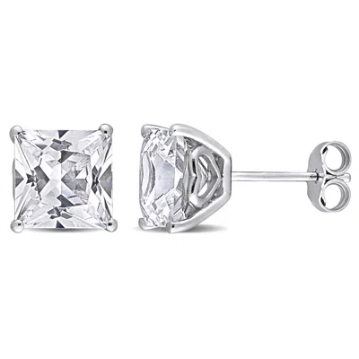 Mimi & Max 6 1/8ct Tgw Square Created White Sapphire Earrings In Sterling Silver
