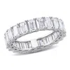 Mimi & Max 6 3/5ct Dew Emerald Cut Created Moissanite Eternity Ring 14k White Gold In Silver