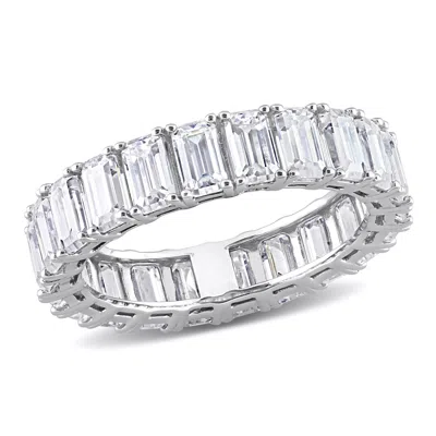 Mimi & Max 6 3/5ct Dew Emerald Cut Created Moissanite Eternity Ring 14k White Gold In Silver
