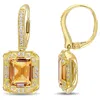 Mimi & Max 6 3/5ct Tgw Citrine-white Topaz And 1/10ct Tdw Diamond Leverback Earrings In Yellow Silver In Yellow