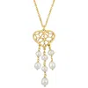 Mimi & Max 6-6.5mm Cultured Freshwater Pearl Chandelier Style Heart Drop Pendant With Chain In Yellow Plated St In Multi