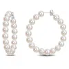 Mimi & Max 6-6.5mm Cultured Freshwater Pearl Hoop Earrings In Sterling Silver In White