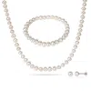 Mimi & Max 6-7mm Cultured Freshwater Pearl Bracelet, Necklace, And Earring Set In White