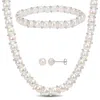Mimi & Max 6-8mm Cultured Freshwater Button Pearl Strand Necklace, Bracelet And Stud Earrings 3-piece Set With 