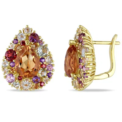 Mimi & Max 6 Ct Tgw Multi Gemstone Teardrop Earrings In Yellow Plated Sterling Silver