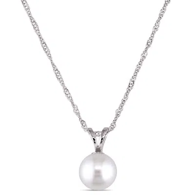Mimi & Max 6.5 -7mm Cultured Freshwater Pearl Solitaire Necklace In 14k White Gold