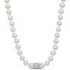 Mimi & Max 6.5-7mm Cultured White Freshwater Pearl 1/10ct Tdw Diamond Necklace - 17 In. 14k White Gold In Silver