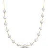 Mimi & Max 6.5-8.5mm Cultured Freshwater Pearl Tin Cup Necklace In Silver In Silver