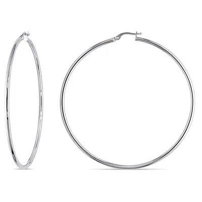 Mimi & Max 65mmhoop Earrings In 10k Polished White Gold In Silver