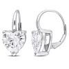Mimi & Max 4ct Dew Heart Shaped Created Moissanite Leverback Earrings 14k White Gold In White