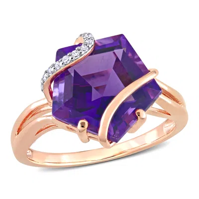 Mimi & Max 6ct Tgw Amethyst And Diamond Accent Wrapped Ring Rose Silver In Purple
