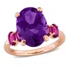 Mimi & Max 6ct Tgw Amethyst And Rhodolite Cocktail Ring In Rose Plated Sterling Silver