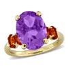 Mimi & Max 6ct Tgw Amethyst Madeira Citrine Cocktail Ring In Yellow Plated Sterling Silver