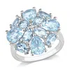 Mimi & Max 6ct Tgw Blue And White Topaz Floral Cluster Cocktail Ring Sterling Silver In Blue