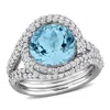 Mimi & Max 6ct Tgw Sky Blue Topaz And White Topaz Crossover Cocktail Ring In Sterling Silver