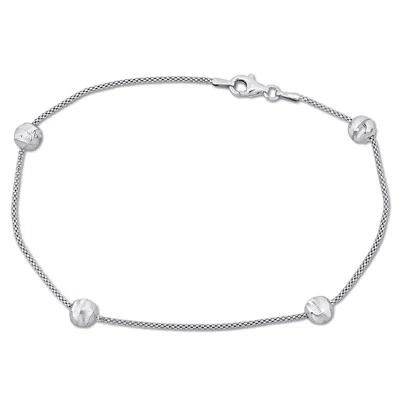 Mimi & Max 6mm Ball Station Chain Anklet With Sterling Silver Lobster Clasp - 9 In