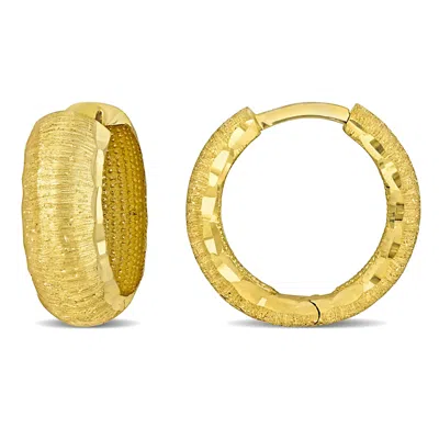 Mimi & Max 6mm Brushed Finish Huggie Earrings In 14k Yellow Gold
