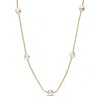 Mimi & Max 6mm White Ball Station Chain Necklace In Yellow Plated Sterling Silver - 16 In In Silver