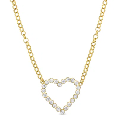 Mimi & Max 7 1/2 Ct Tgw Cubic Zirconia Open Heart Necklace In Yellow Silver - 18 In
