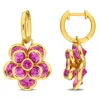 Mimi & Max 7 1/2ct Tgw Created Pink Sapphire Flower Hoop Earrings Yellow Silver In Pink