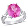Mimi & Max 7 1/2ct Tgw Oval-cut Created Pink Sapphire And Diamond Accent Ring In Sterling Silver In Pink
