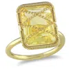 Mimi & Max 7 1/5ct Tgw Emerald Cut Citrine Crisscross Ring Yellow Silver In Yellow