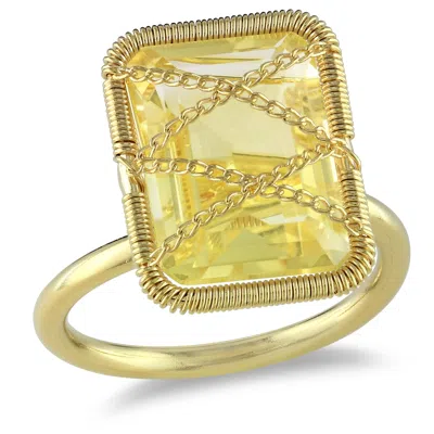 Mimi & Max 7 1/5ct Tgw Emerald Cut Citrine Crisscross Ring Yellow Silver In Multi