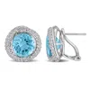 Mimi & Max 7 3/5ct Tgw Citrine And White Topaz Halo Earrings With Omega Closures In Sterling Silver In Blue
