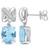 Mimi & Max 7-5/8ct Tgw Oval-cut Sky Blue Topaz 1/10ct Tdw Diamond Earrings 14k White Gold In Blue