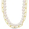 Mimi & Max 7-7.5 Mm Cultured Freshwater Pearl And 5 Mm Link Chain Layered Necklace In 18k Gold Plated Sterling  In Yellow