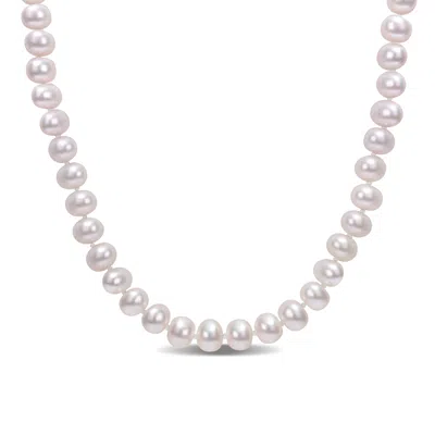 Mimi & Max 7-7.5mm Cultured Freshwater Pearl 18" Strand With Sterling Silver Ball Clasp In White