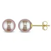 Mimi & Max 7-7.5mm Pink Cultured Freshwater Pearl Stud Earrings In 14k Yellow Gold In Pink