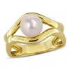 Mimi & Max 7-7.5mm White Freshwater Cultured Pearl Fashion Ring Yellow Silver In Gold