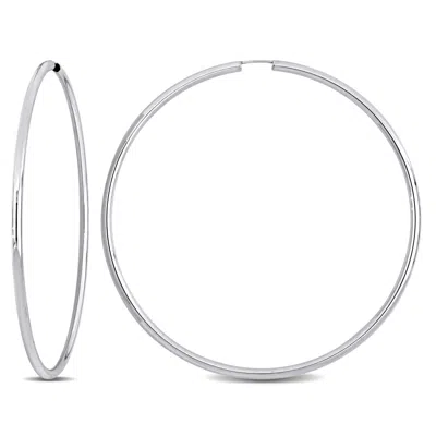 Mimi & Max 70mm Hoop Earrings In 14k White Gold In Silver