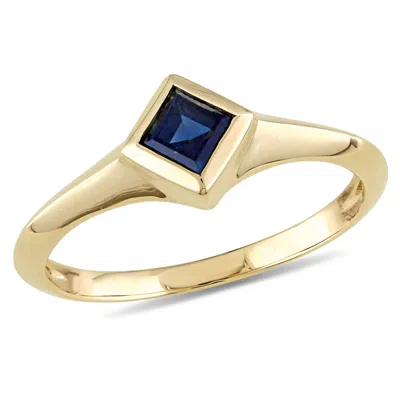 Mimi & Max 7/16ct Tgw Princess Sapphire Solitaire Ring 14k Yellow Gold In Blue