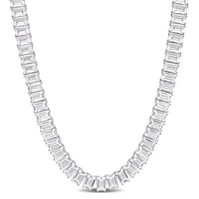 Mimi & Max 73 1/2 Ct Tgw Created White Sapphire Tennis Necklace In Sterling Silver