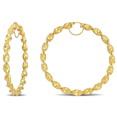 Mimi & Max 74 Mm Twisted Hoop Earrings In 14k Yellow Gold