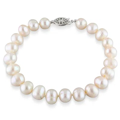 Mimi & Max 7.5-8mm Cultured Freshwater Pearl Bracelet With Sterling Silver Clasp