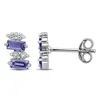 Mimi & Max 7/8 Ct Tgw Baguette Shaped Tanzanite And White Topaz Stud Earrings In Sterling Silver In Multi