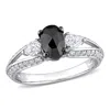 Mimi & Max 7/8ct Dew Created Moissanite 3/4ct Tw Black Diamond Ring 10k White Gold In Black
